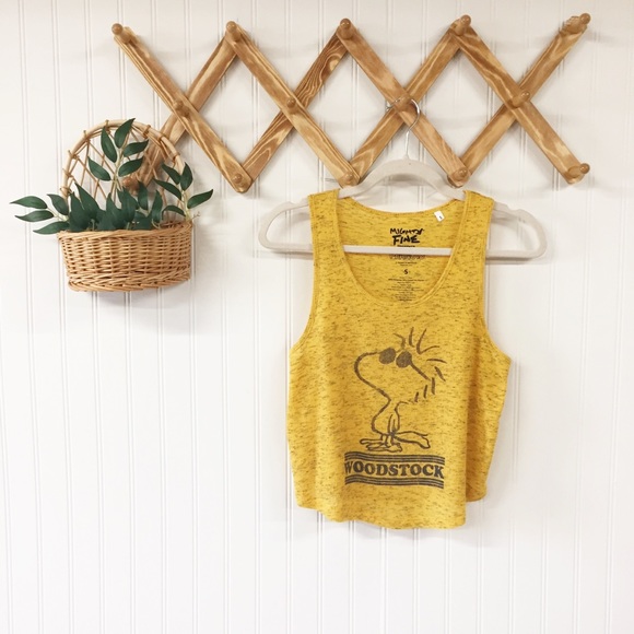 Mighty Fine Tops - Woodstock Peanuts Yellow Cropped Tank Top